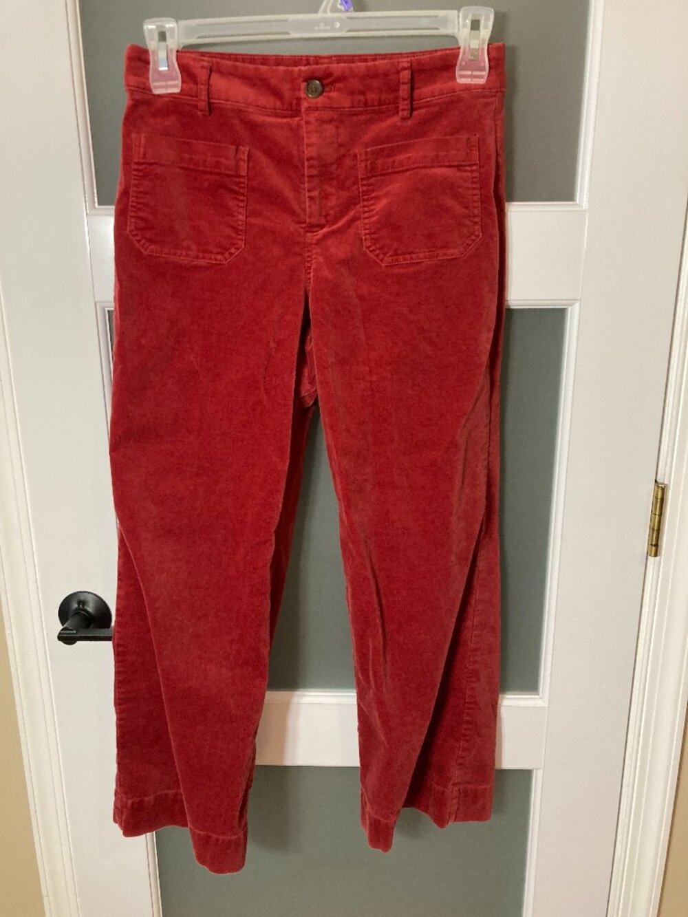 J.Crew Velvet Lizzie Patch-Pocket Pants High-Rise Wide-Leg Rust - 28P